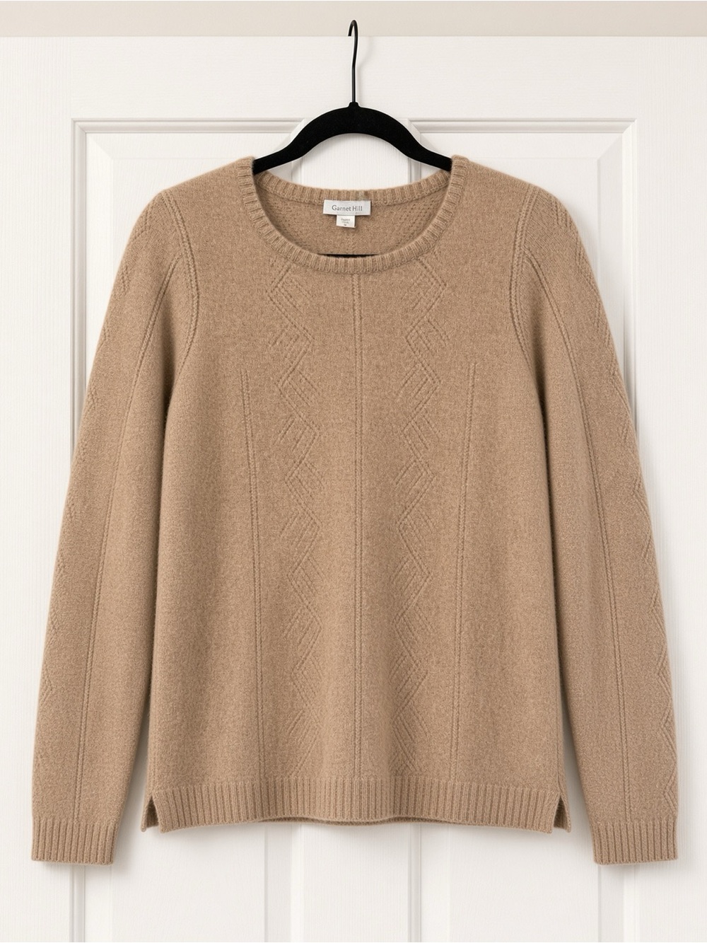 Cashmere Garnet Hill Crewneck Sweater in Camel, EUC, size Medium luxurious